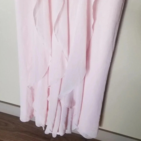 White By Vera Wang Blush Pink Ruffle Maxi  Bridesmaids Dress 2 - Picture 7 of 15